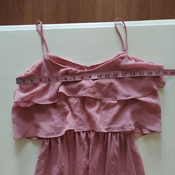 Atmosphere pink mini dress layered top spaghetti strap chiffon size 4 - Picture 6 of 8